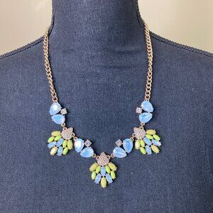 J. Crew Bib Statement Necklace Vintage Multi-Color Rhinestone Faux Jewels